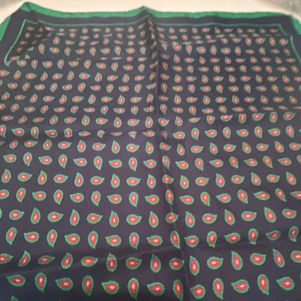 Beymen Club 100% Silk Handkerchief Green Blue Paisley Western Equestrian NWT